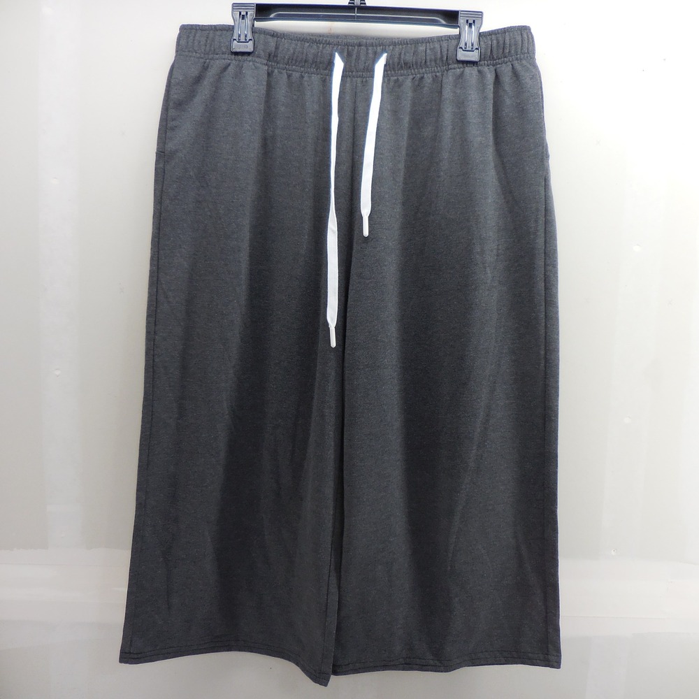 Pinspark Mens XL Charcoal Gray Wide Leg Lounge Pants Cropped Drawstring Joggers